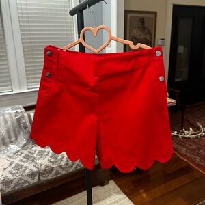 Jacadi Red Scalloped Hem High-Waist Shorts for Girls - Size: 12 years